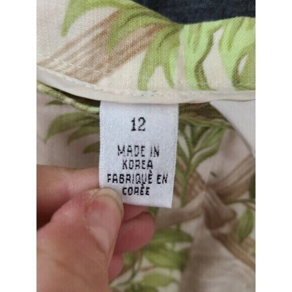 Talbots Womens Linen Ankle Pants Size 12 Petite Green Leave Tropical Coastal - Picture 7 of 8